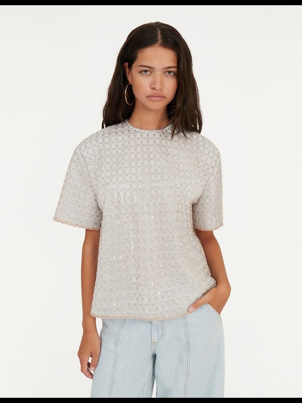 New - ROTATE Oversized Beaded Top - Picture 2 of 7